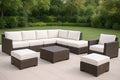 Ensemble de Mobilier de Jardin 10 Pi¡§¡§ces en R¡§|sine Tress¡§|e Marron/Beige Coussins Polyester 