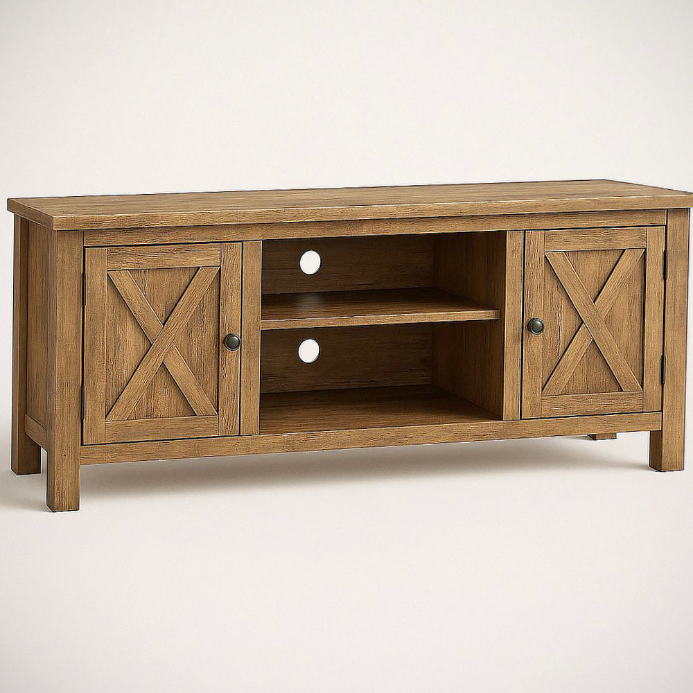 Meuble TV en Bois d'ing¡§|nierie Ch¡§one 2 Portes avec ¡§|tag¡§¡§res et Gestion des Cables, 120x40x50 cm 