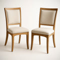 Ensemble de Chaises de Salle ¡§¡è Manger en H¡§otre et Tissu Lin Beige 2 Pi¡§¡§ces 