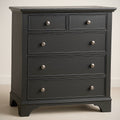 Commode en Bois Noir 5 Tiroirs avec Finition Mate Hauteur 110 cm, Largeur 90 cm, Profondeur 45 cm 