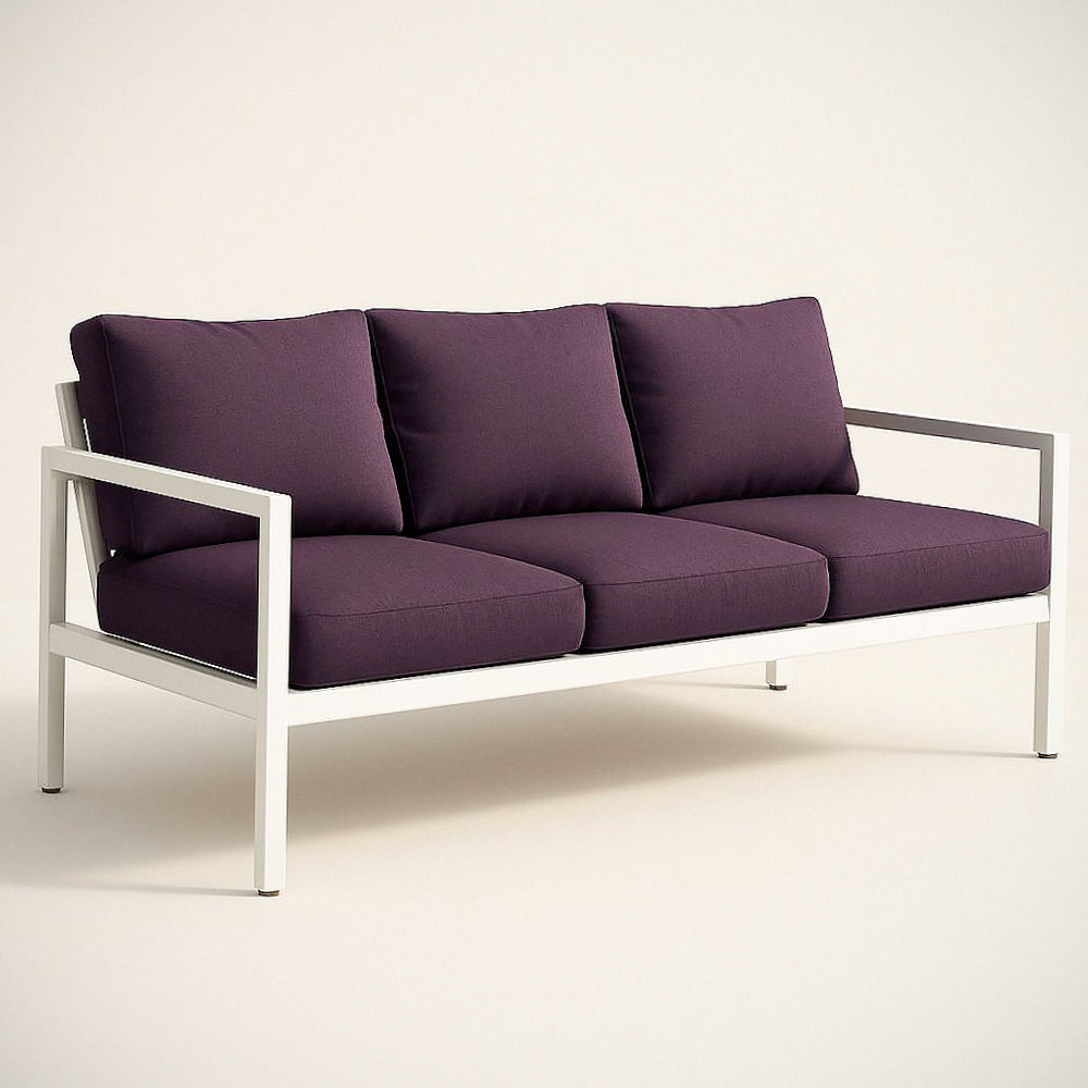 Canapé¡§| Ext¡§|rieur 3 places structure aluminium coussins tissu violet 