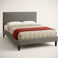 Lit double tissu polyester gris 210x170x100 cm 