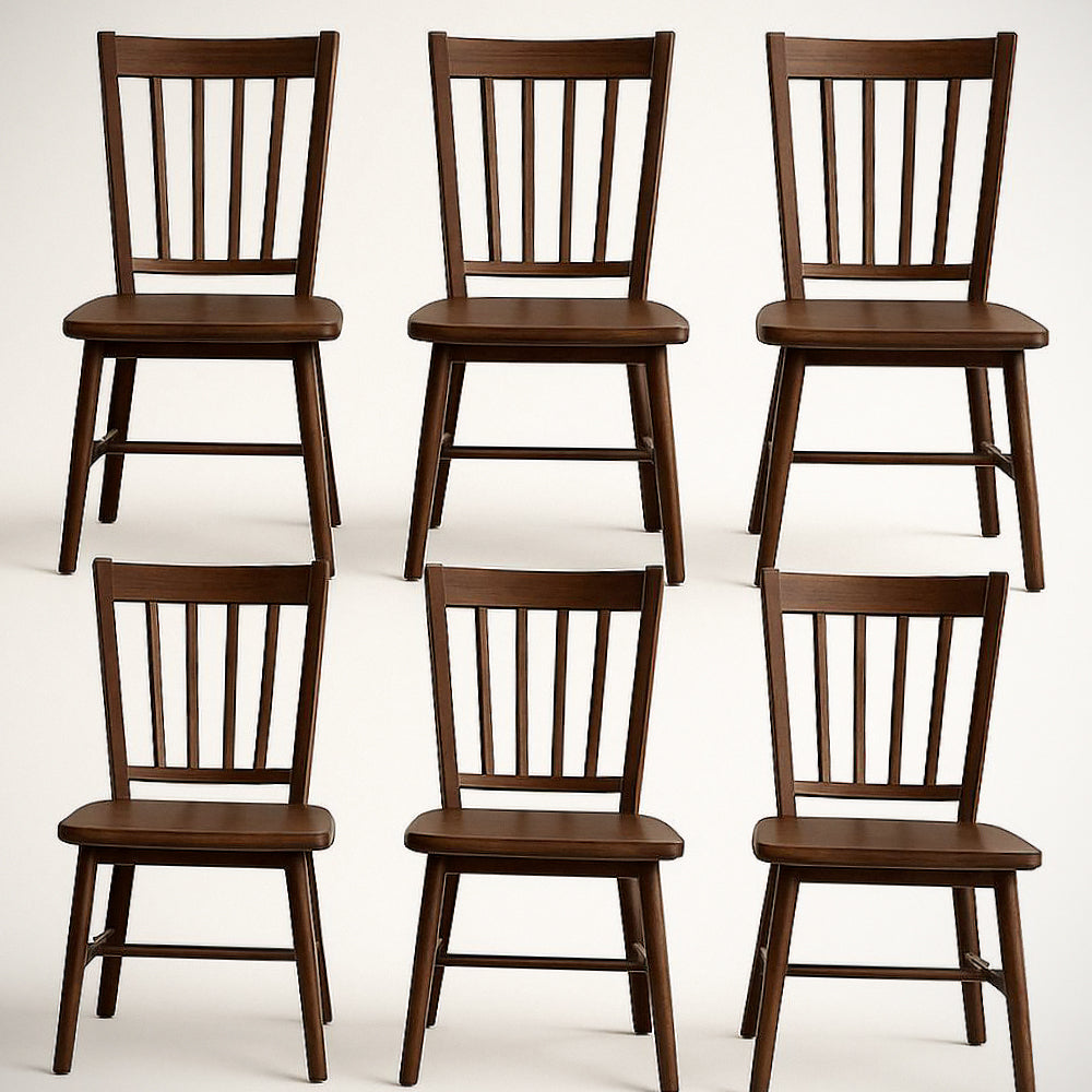 Ensemble de 6 chaises en bois massif marron 