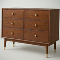 Commode en Bois 6 Tiroirs avec Poign¡§|es M¡§|talliques Marron