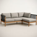 Canapé¡§| d'angle en tissu polyester r¡§|sistant avec cadre en bois massif et cordage noir 220x150x80 cm 