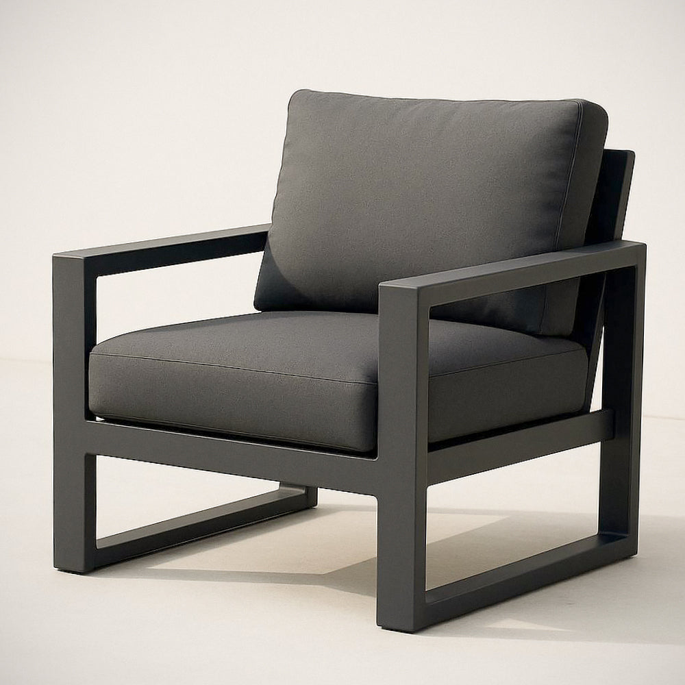 Fauteuil en m¡§|tal et tissu anthracite, 82 cm x 75 cm x 85 cm 