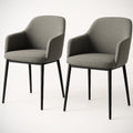 Chaise de salle ¡§¡è manger avec accoudoirs 2 pièces - Tissu Gris/Structure M¡§|tal - H77cm x L52cm x P55cm 