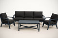 Ensemble de Meubles d'Ext¡§|rieur 4 Pi¡§¡§ces Aluminium Noir avec Coussins Polypropyl¡§¡§ne Noir 