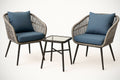 Ensemble de mobilier ext¡§|rieur 3 pi¡§¡§ces en r¡§|sine tress¡§|e et verre tremp¡§| Gris/Bleu 