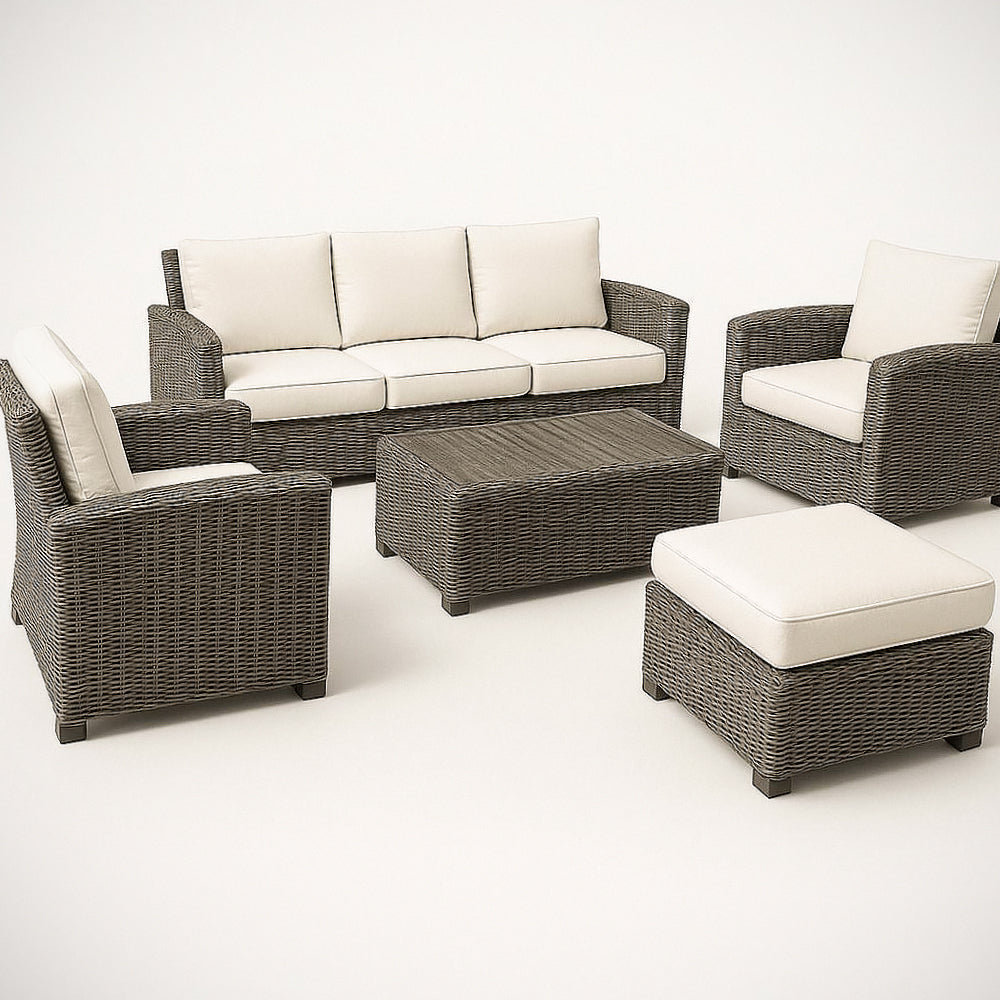 Ensemble de Meubles de Jardin en R¡§|sine Tress¡§|e 5 Pi¡§¡§ces Brun/Beige 