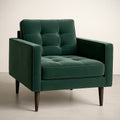 Fauteuil en velours vert fonc¡§| avec pieds en bois massif, 85 cm x 90 cm x 75 cm, fauteuil rembourr¡§| 