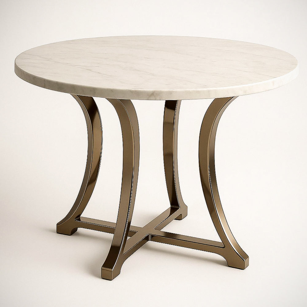 Table ¡§¡è mangeoire ronde en marbre et Acier inoxydable 120cm 