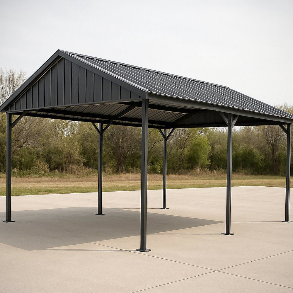 Abri de Voiture M¡§|tallique Acier Galvanis¡§| Noir Rectangulaire 300x600 cm