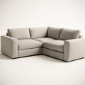 Canapé¡§| d'angle en tissu gris clair avec rembourrage mousse, dimensions 250x150x85 cm 