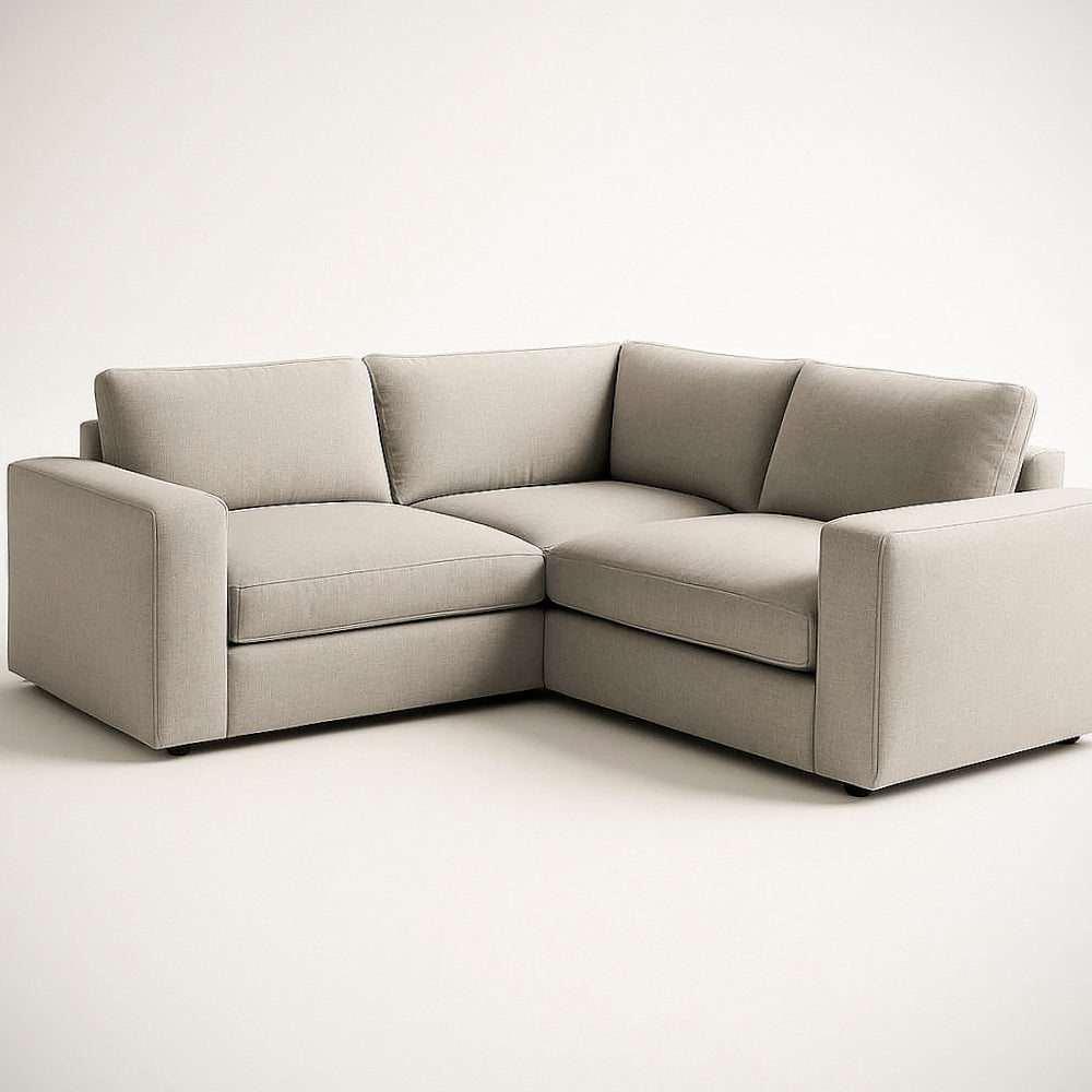 Canapé¡§| d'angle en tissu gris clair avec rembourrage mousse, dimensions 250x150x85 cm 