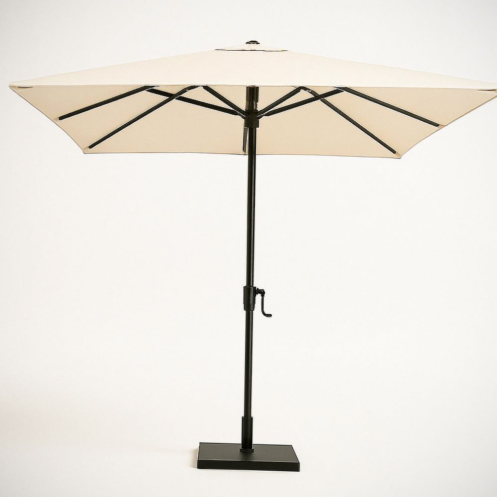 Parasol de jardin carr¡§| en polyester beige avec structure en aluminium noir, diam¡§¡§tre 300 cm 