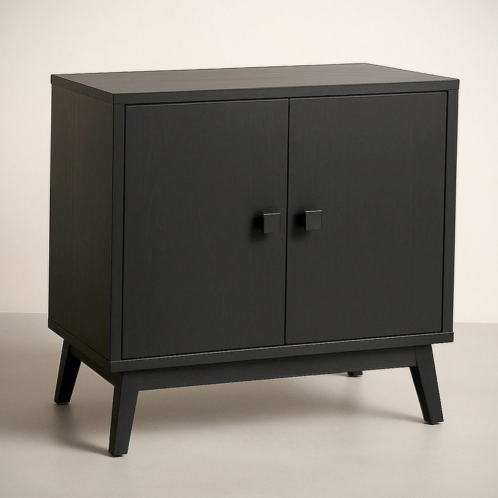 Buffet Armoire Bois Noir 2 Portes 80x40x75 cm 