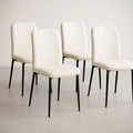 Chaise de Salle ¡§¡è Manger en Tissu Polyester avec Pieds en M¡§|tal Noir, Set de 4, Blanc, 85 cm de Hauteur 