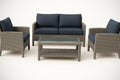 Ensemble de meubles de jardin en aluminium et r¡§|sine tress¡§|e gris coussins bleus 4 pi¡§¡§ces 