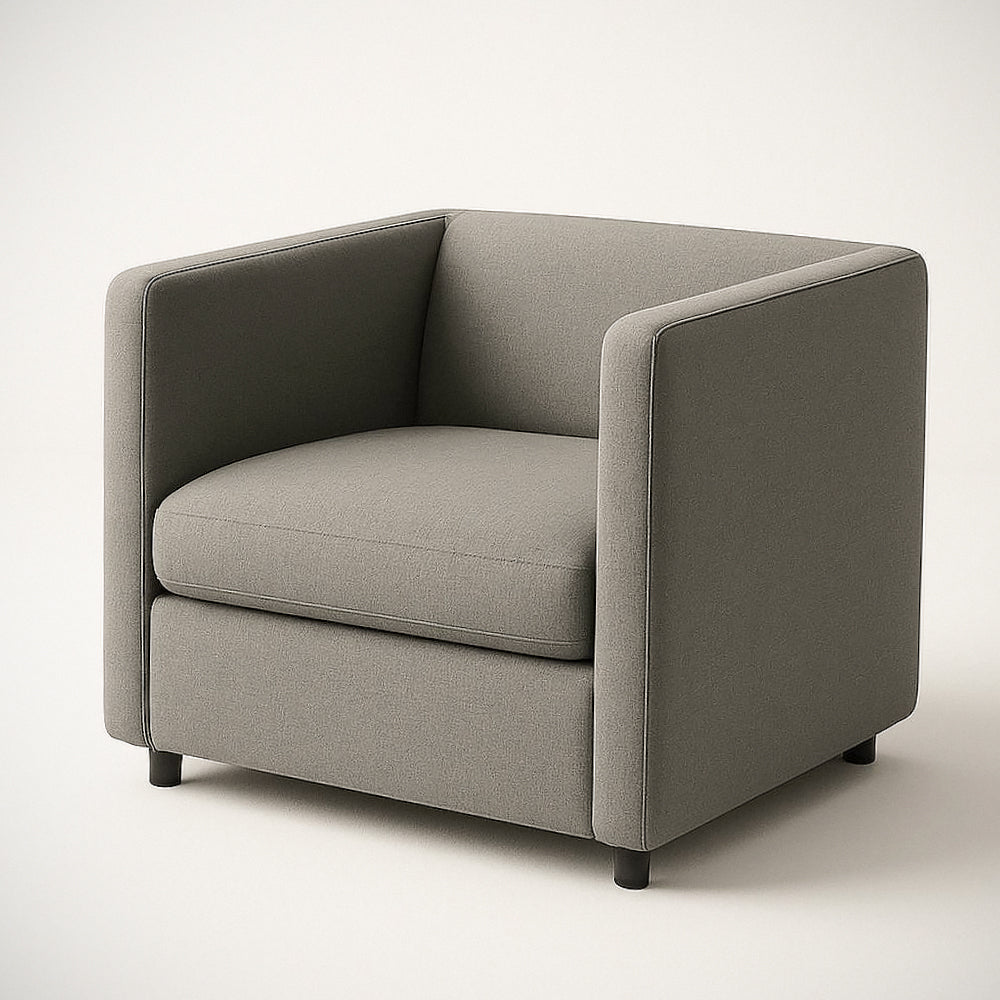 Fauteuil Carr¡§| en Tissu Polyester Gris 88x85x72 cm