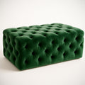 Pouf capitonné¡§| rectangulaire en velours vert 120x60x40cm 