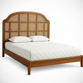 Lit simple en bois massif avec t¡§ote de lit en rotin 200x160x110 cm Marron/Beige 