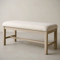 Banc remboursement¡§| beige en bois et tissu longueur 120 cm, largeur 40 cm, hauteur 45 cm 