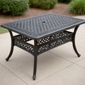 Table de Jardin Rectangulaire en Aluminium Noir, 150x90x72 cm 