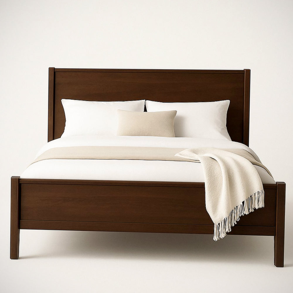 Lit Double en Bois Massif Marron 200 cm x 160 cm x 100 cm