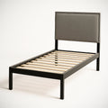Lit Simple en M¡§|tal avec T¡§ote de Lit Rembourr¡§|e Gris 200x90x80 cm 
