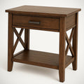 Table de Chevet en Bois avec Tiroir et ¡§|tag¡§¡§re Inf¡§|rieure 60x40x60 cm Marron 