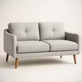Canapé¡§| 2 Places Tissu Lin Beige avec Pieds Bois Massif 152x86x81 cm