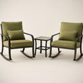 Ensemble de chaises ¡§¡è bascule 3 pièces avec table en aluminium et coussins en polyester vert/Noir 