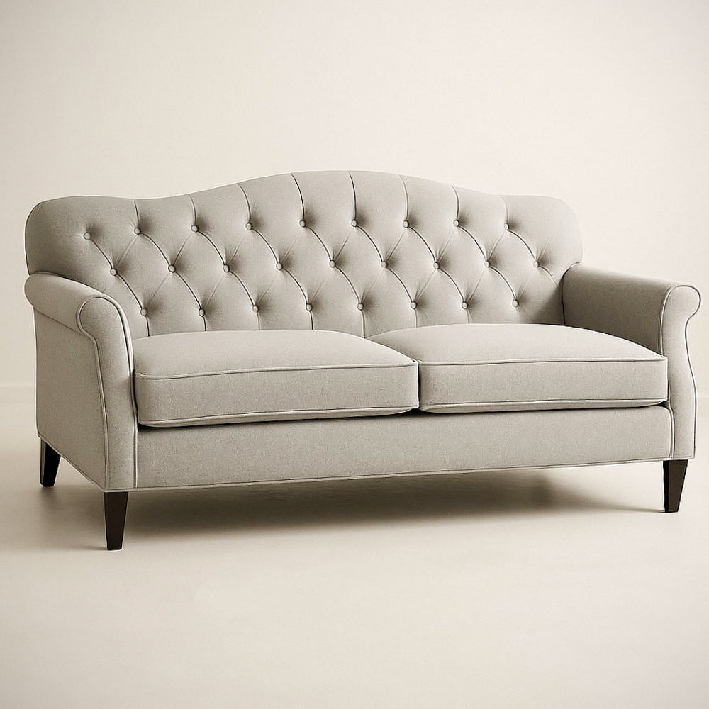 Canapé¡§| 2 Places Tissu Polyester Gris avec Pieds en Bois 200cm x 90cm x 85cm 