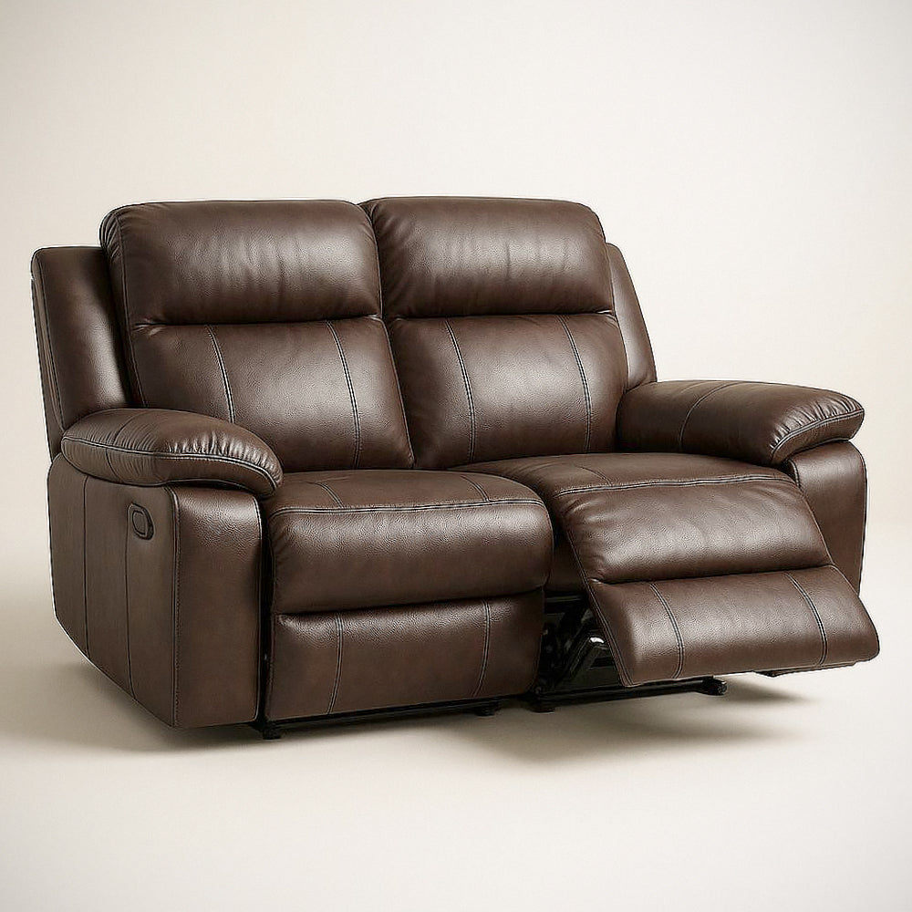 Canapé¡§| inclinable 2 places en simili cuir brun avec repose-pieds extensibles Longueur : 160 cm Largeur : 90 cm Hauteur : 100 cm 