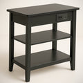 Table d'appoint rectangulaire noire en bois avec prise int¡§|gr¡§|e et ports USB, 60x30x60 cm 