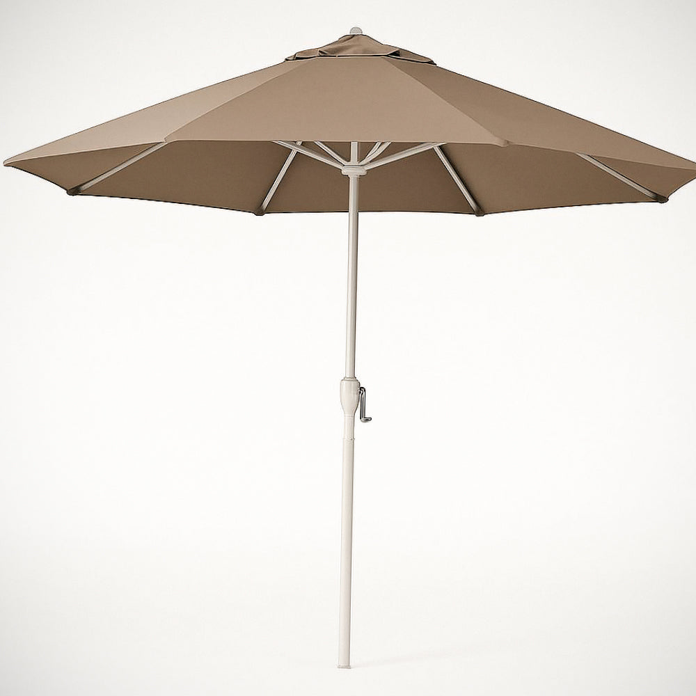 Parasol rond en aluminium et polyester taupe, diamètre 300 cm 