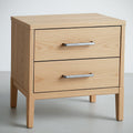 Table de Nuit en Bois Massif avec Tiroirs M¡§|tal Poign¡§|e Naturel 50cm x 40cm x 55cm 